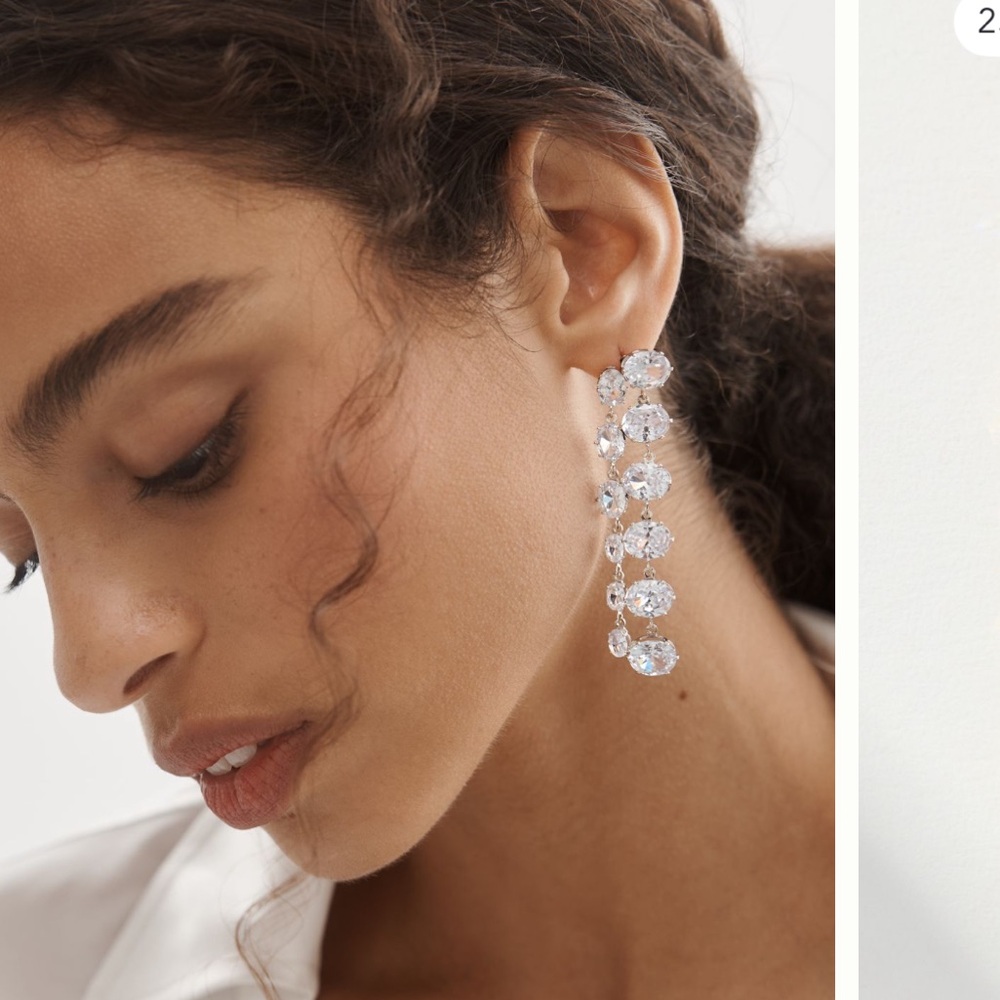 NWT parallel crystal drop earrings